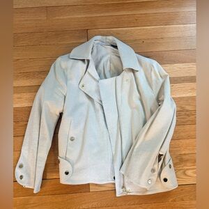 Per Se Light Cream Textured Moto Jacket